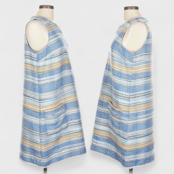 Anthropologie Akemi + Kin Dress Womens Size 12 Sleeveless Blue Striped Shift NWT - Picture 5 of 16